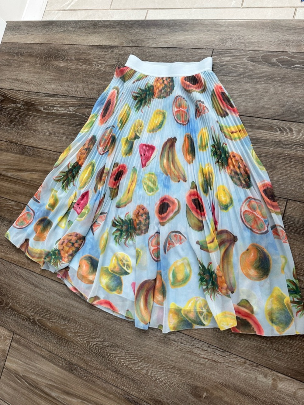Wilfred Pleated / Twirl Pleated Skirt Fruit Print Skirt, woman’s M - Picture 5 of 11